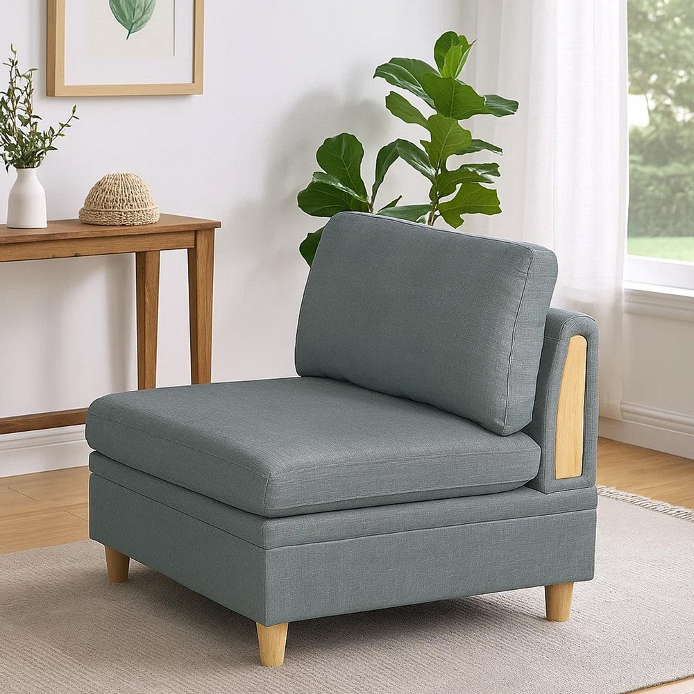 Benjara Gimy 37 Inch Modular Armless Sofa Chair, Gray Dorris Upholstery, Wood
