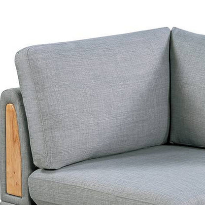 Benjara Gimy 37 Inch Modular Corner Sofa Chair, Light Gray Dorris Fabric, Wood