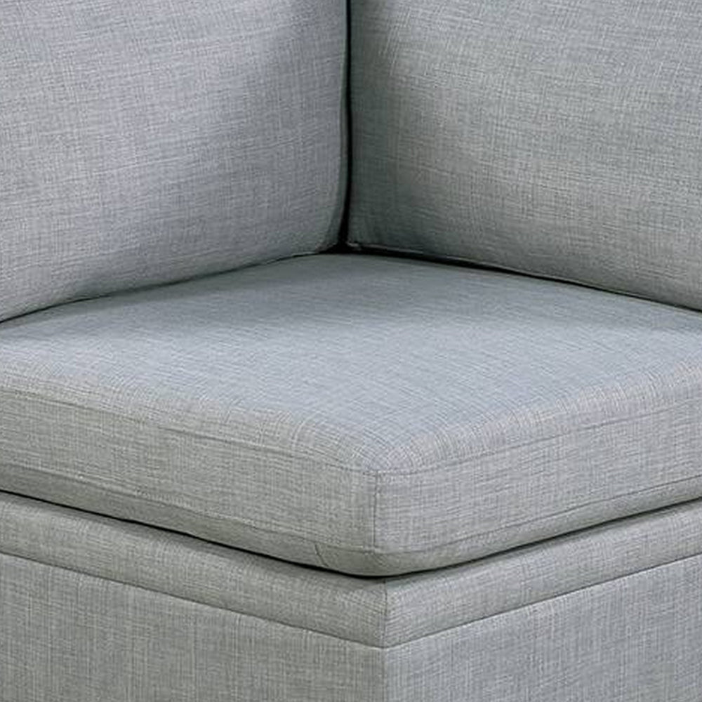 Benjara Gimy 37 Inch Modular Corner Sofa Chair, Light Gray Dorris Fabric, Wood