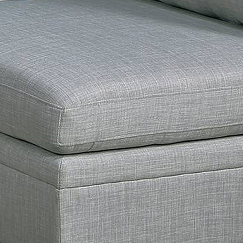 Benjara Gimy 37 Inch Modular Armless Sofa Chair, Light Gray Dorris Fabric, Wood