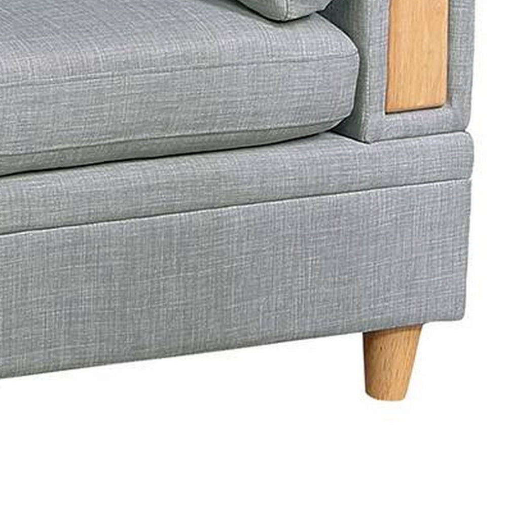 Benjara Gimy 37 Inch Modular Armless Sofa Chair, Light Gray Dorris Fabric, Wood
