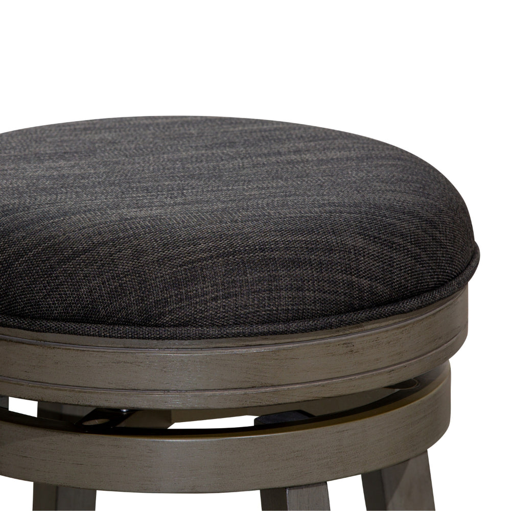 Benjara Opi 24 Inch Swivel Counter Stool, Cushioned, Weathered Gray, Charcoal