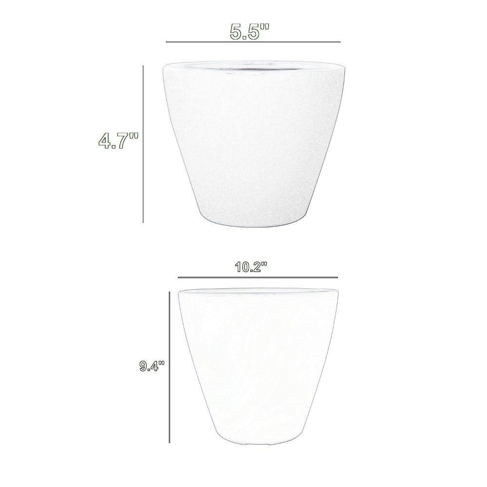 Benjara Self Watering Planter Set of 2, Tapered Round Woven Wicker, White