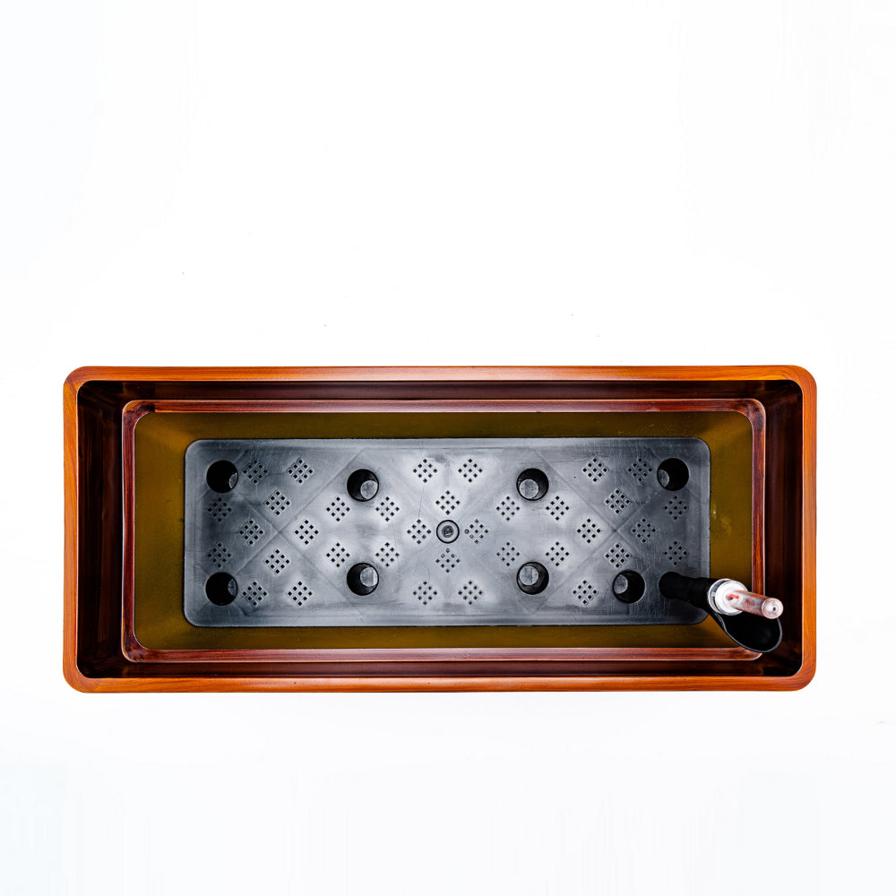 Benjara 23 Inch Self Watering Planter, Rectangular Painted Plastic Body, Dark Brown