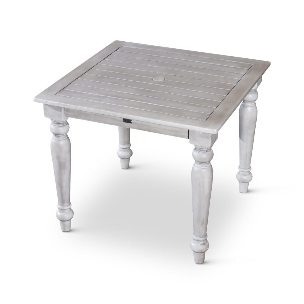 Benjara 35 Inch Side End Table, Square Slatted Top, Multi Step Silver Gray Finish
