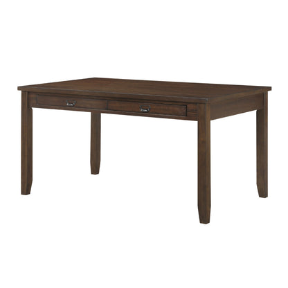 Benjara Humpty 60 Inch Dining Table, Rectangular Top, 2 Drawers, Cherry Brown Wood