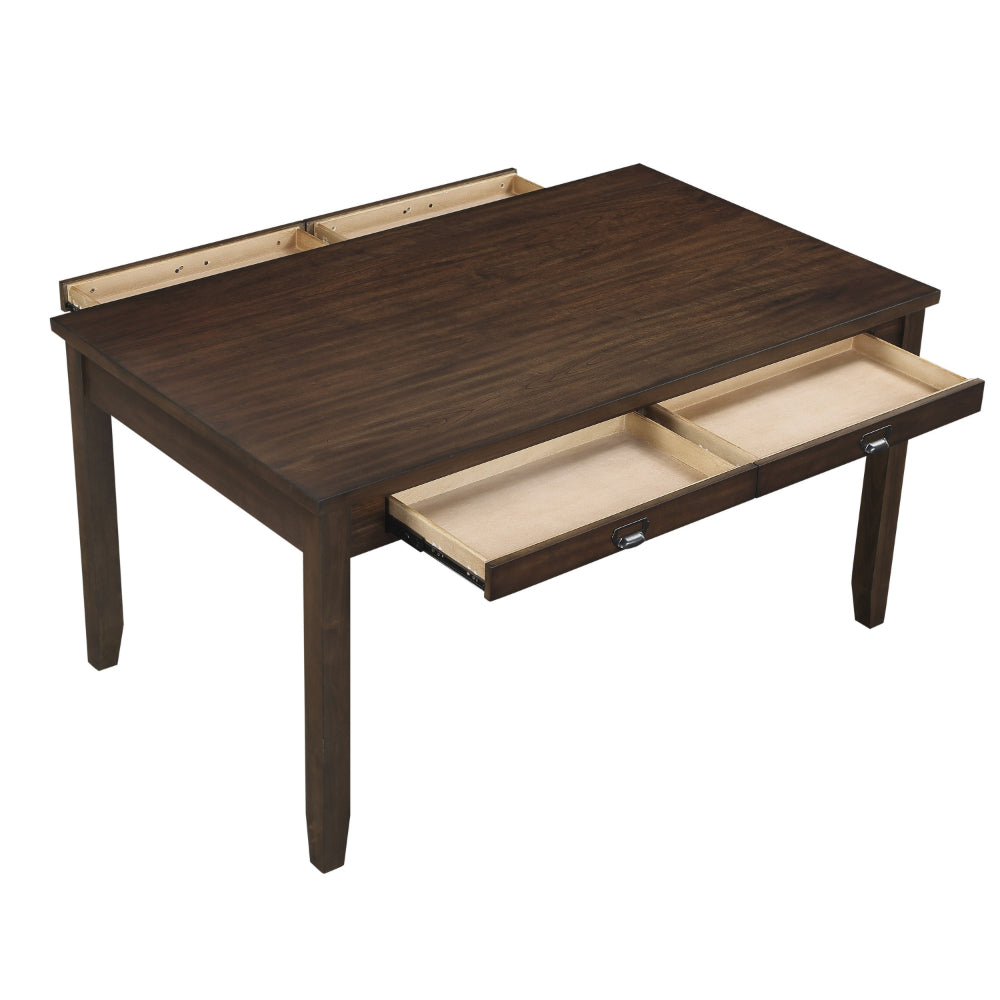 Benjara Humpty 60 Inch Dining Table, Rectangular Top, 2 Drawers, Cherry Brown Wood