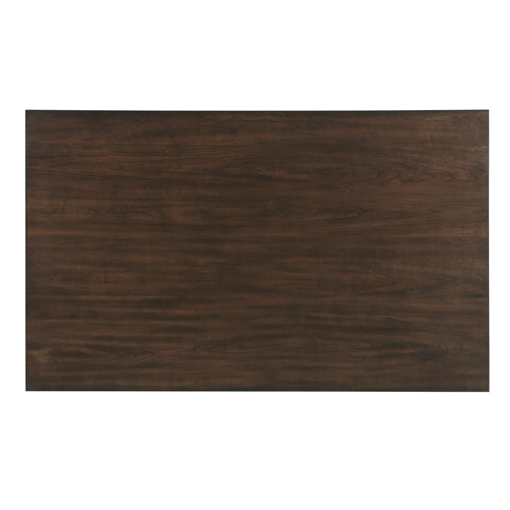 Benjara Humpty 60 Inch Dining Table, Rectangular Top, 2 Drawers, Cherry Brown Wood