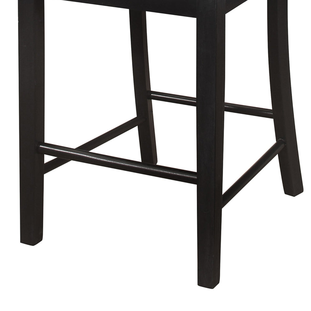 Benjara Aven 26 Inch Counter Height Chair, Gray Polyester, Black Wood, Set of 2