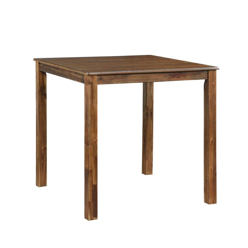 Benjara Tori 5 Piece Counter Height Dining Set, Square Table And 4 Chairs, Brown