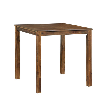 Benjara Tori 5 Piece Counter Height Dining Set, Square Table And 4 Chairs, Brown