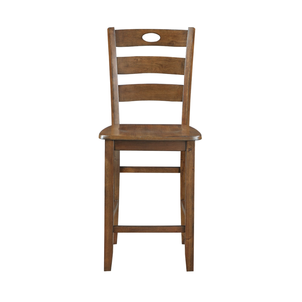 Benjara Tori 5 Piece Counter Height Dining Set, Square Table And 4 Chairs, Brown