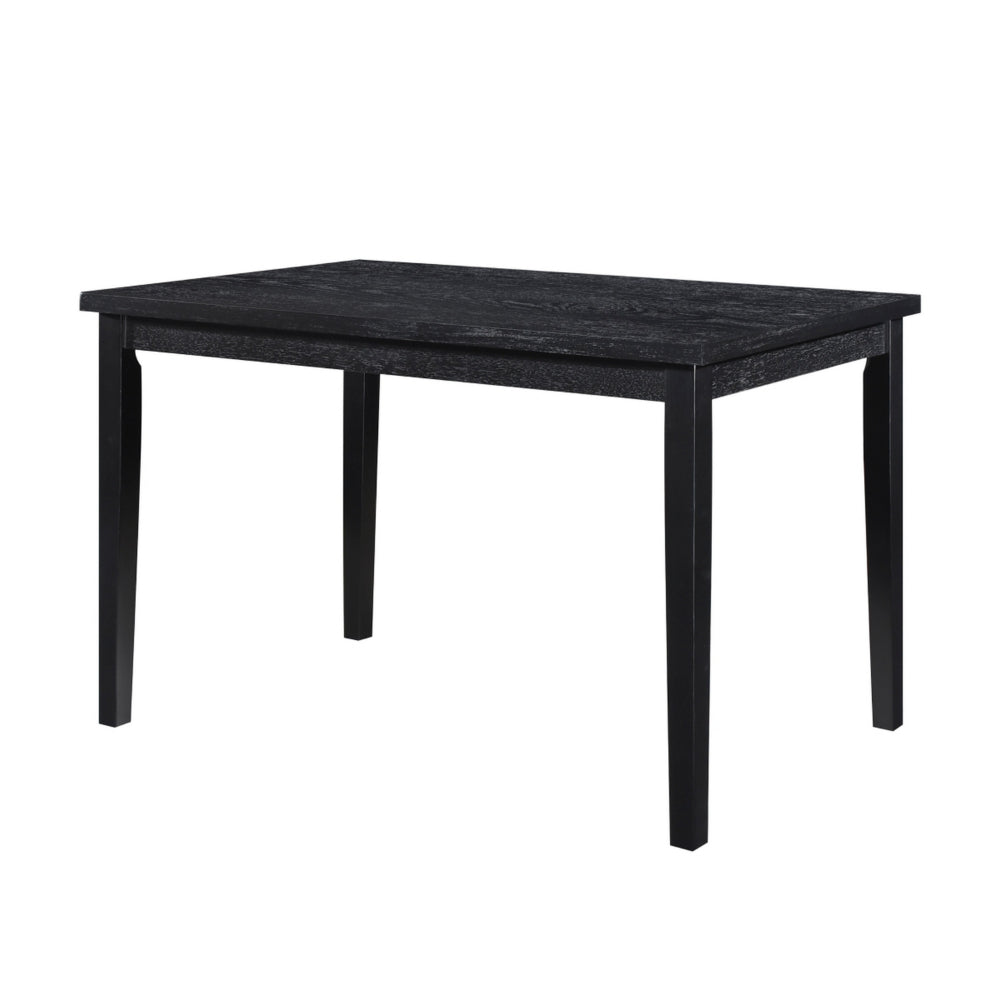 Benjara Andy 48 Inch Dining Table, 4 Seater, Rectangular Top, Black Solid Wood