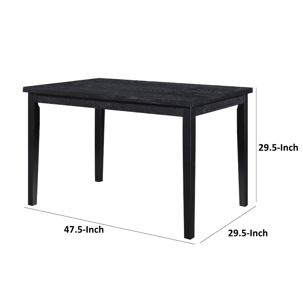 Benjara Andy 48 Inch Dining Table, 4 Seater, Rectangular Top, Black Solid Wood