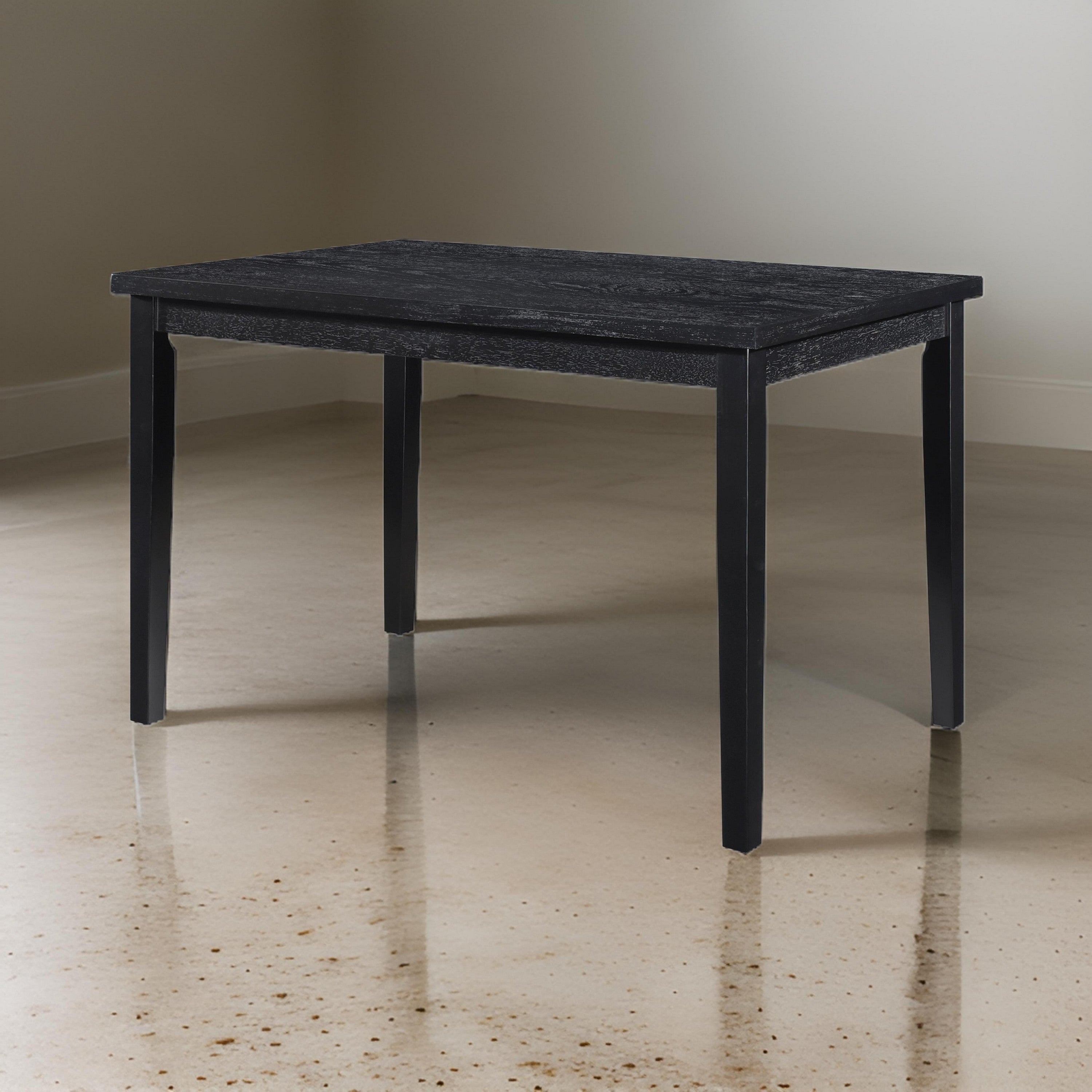 Benjara Andy 48 Inch Dining Table, 4 Seater, Rectangular Top, Black Solid Wood