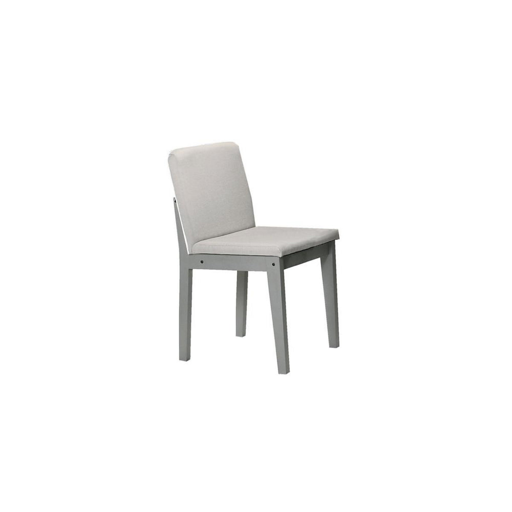 Benjara Zory 5pc Dining Table Set with 4 Cushioned Chairs, Beige Burlap, Gray Wood