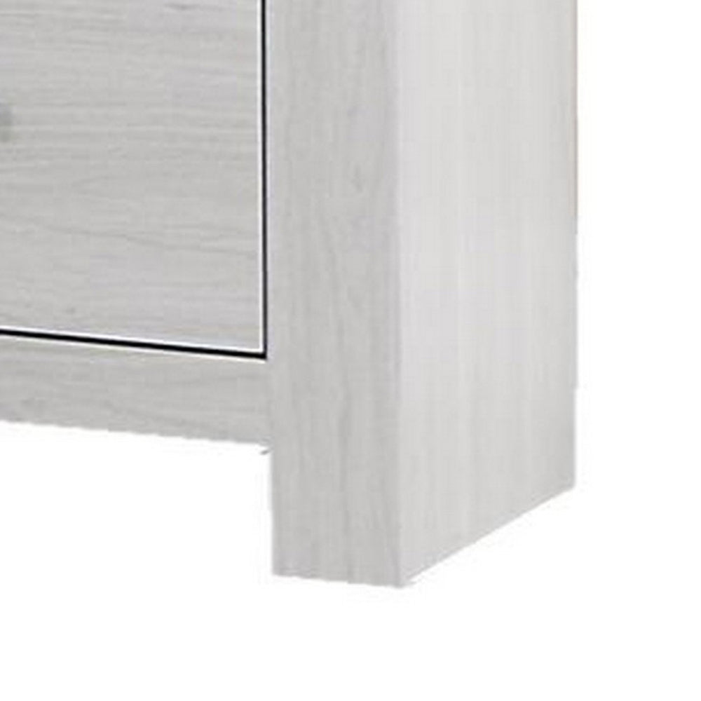 Benjara Kopa 26 Inch Nightstand with 2 Drawers, Black Handles, White Wood Finish