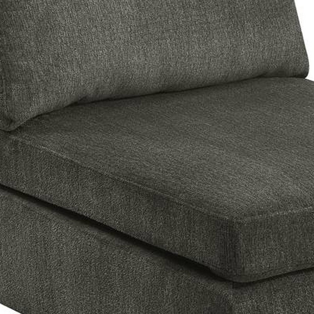 Benjara Remy 37 Inch Modular Armless Chair, Soft Gray Chenille, Solid Pine Wood