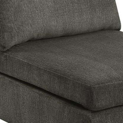 Benjara Remy 37 Inch Modular Armless Chair, Soft Gray Chenille, Solid Pine Wood