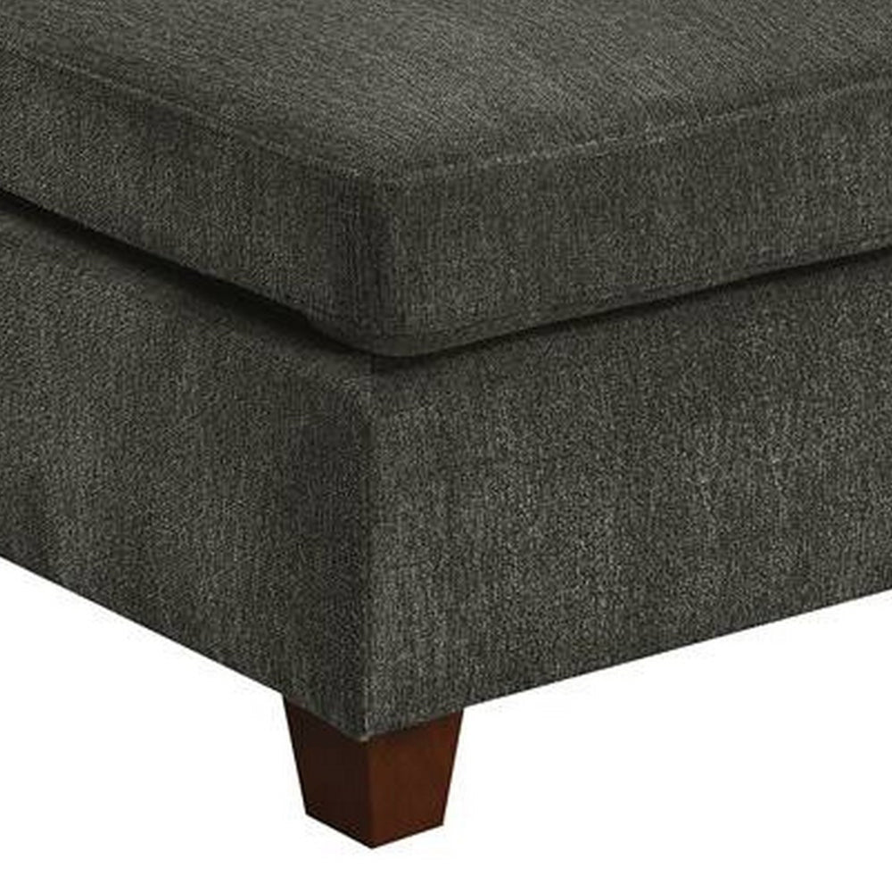 Benjara Remy 37 Inch Modular Armless Chair, Soft Gray Chenille, Solid Pine Wood