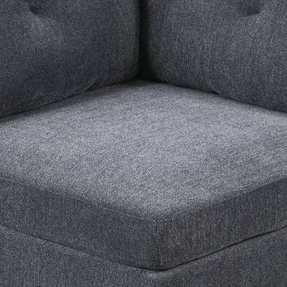 Benjara Jemy 37 Inch Modular Corner Sofa Chair, Dark Gray Chenille, Solid Wood