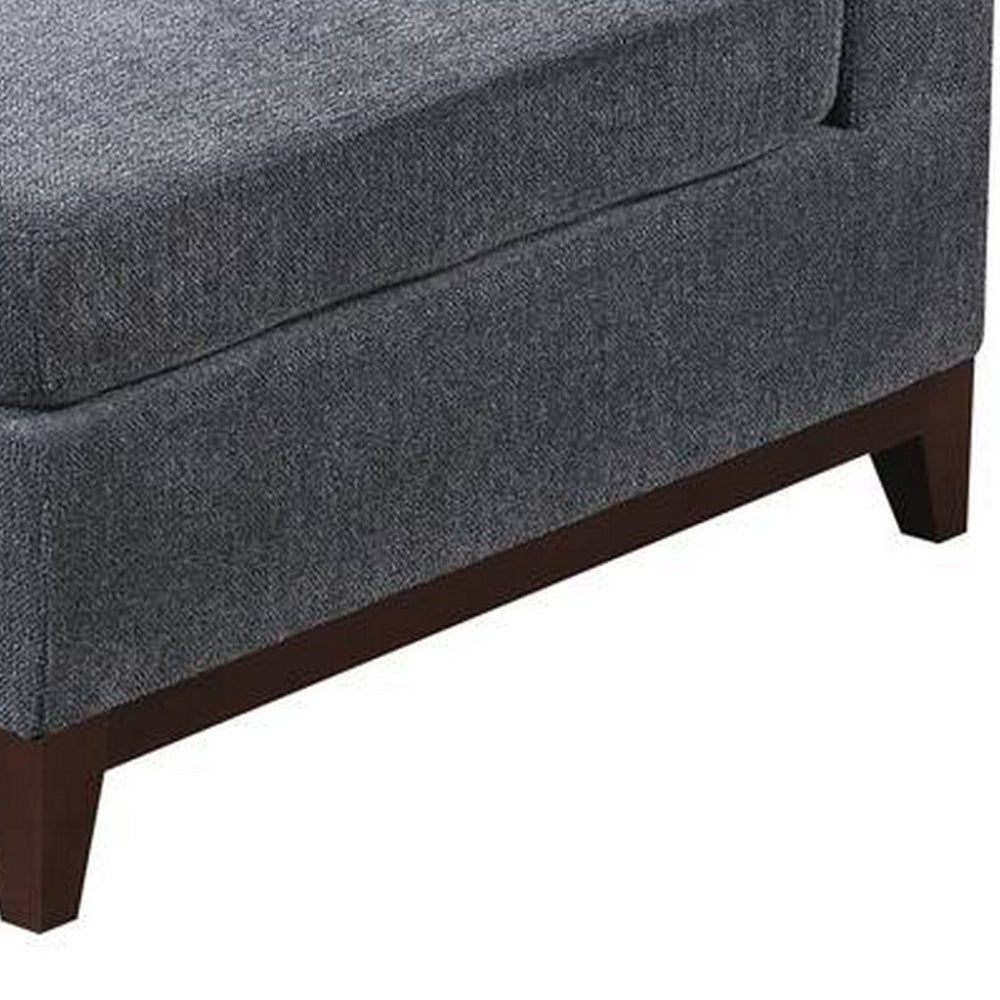 Benjara Jemy 37 Inch Modular Corner Sofa Chair, Dark Gray Chenille, Solid Wood