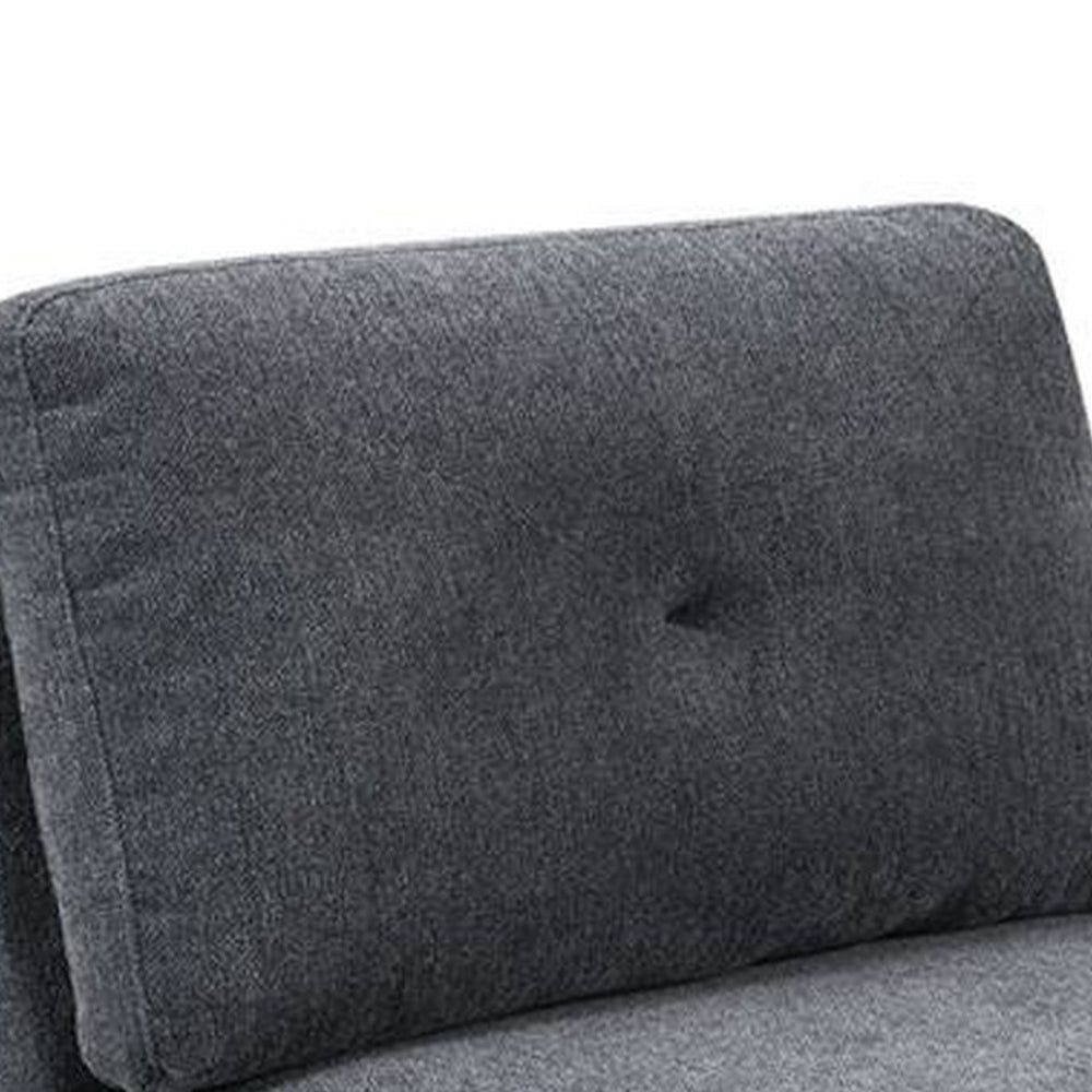 Benjara Jemy 37 Inch Modular Armless Chair, Cushioned Dark Gray Chenille Solid Wood