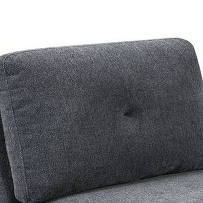 Benjara Jemy 37 Inch Modular Armless Chair, Cushioned Dark Gray Chenille Solid Wood