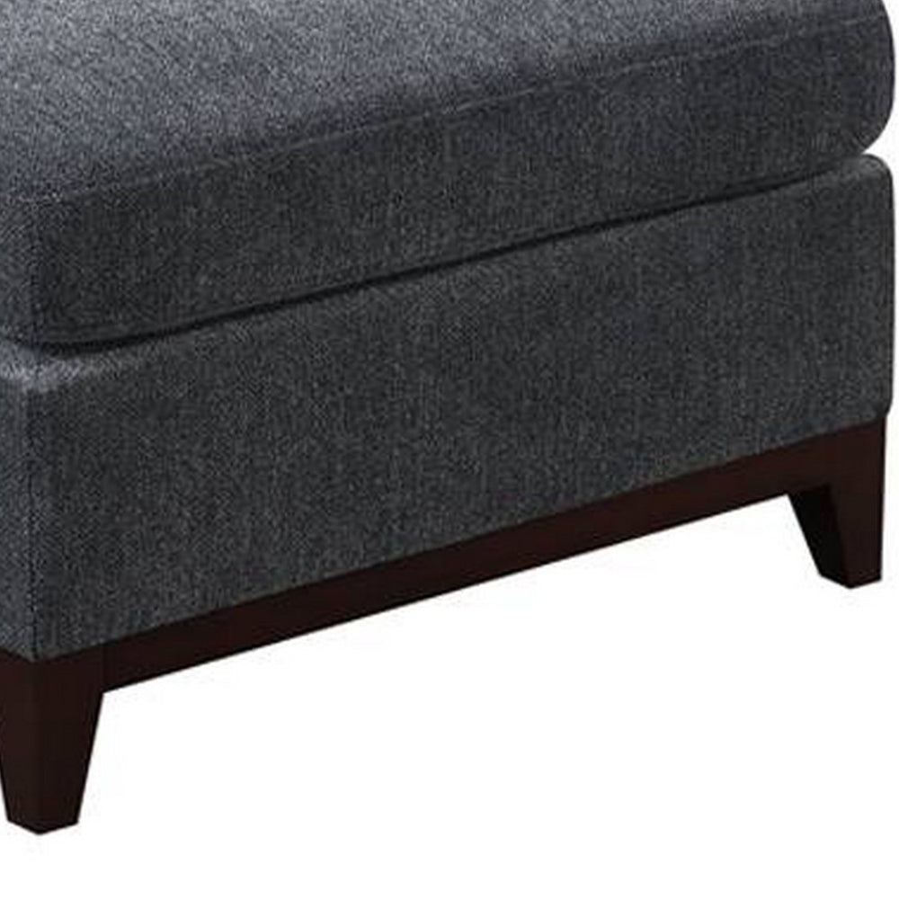 Benjara Jemy 37 Inch Modular Armless Chair, Cushioned Dark Gray Chenille Solid Wood