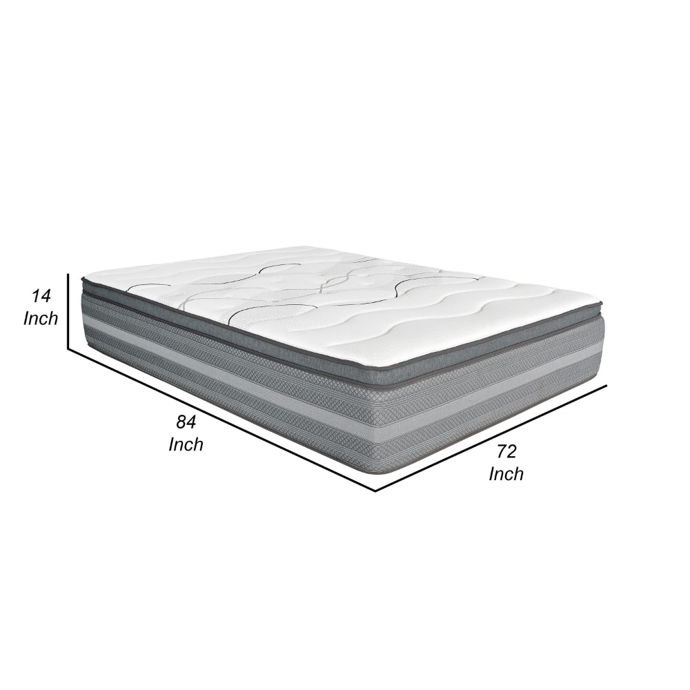 Benjara Dani 14 Inch California King Mattress, Pocket Coil Hybrid, Foam Layers