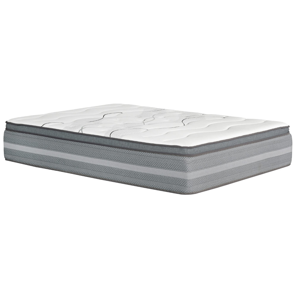 Benjara Dani 14 Inch Full Size Mattress, Pocket Coil Hybrid And Foam Layers