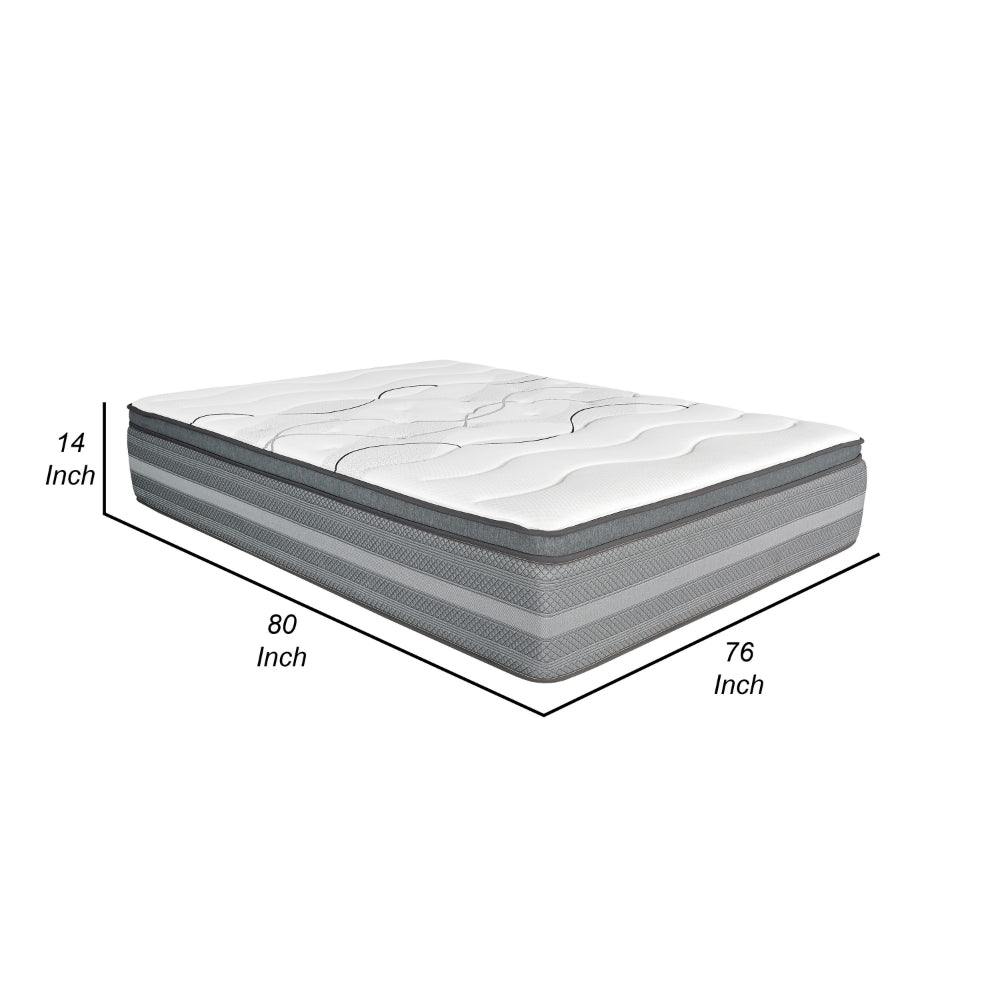 Benjara Dani 14 Inch King Size Mattress, Pocket Coil Hybrid And Foam Layers
