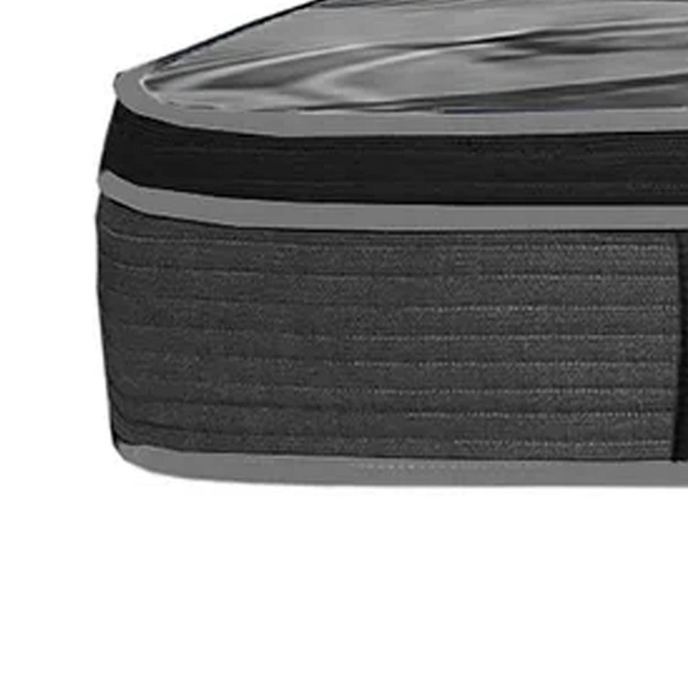 Benjara Kavi 14 Inch Full Size Mattress, Pocket Coil Hybrid, Memory Foam, Knitted