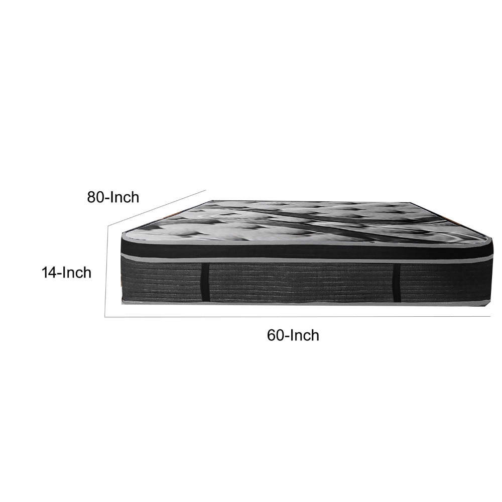 Benjara Kavi 14 Inch Queen Size Mattress, Pocket Coil Hybrid, Memory Foam, Knitted