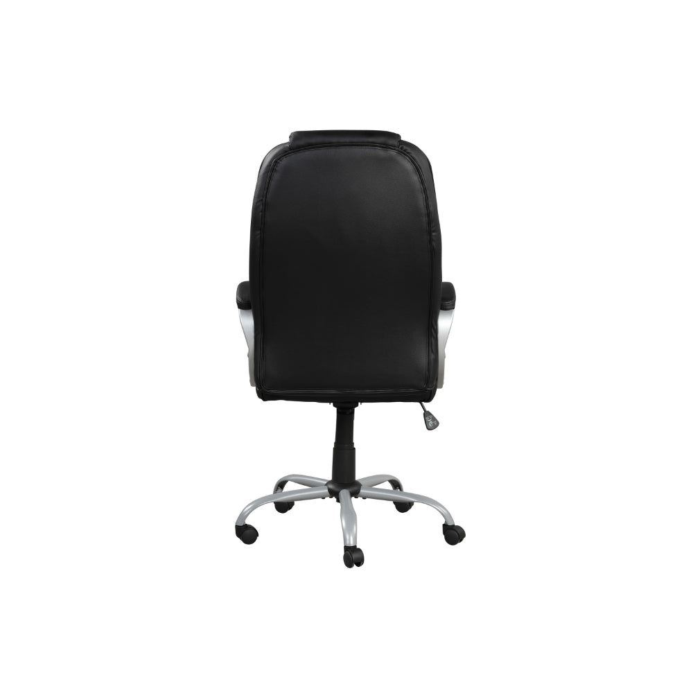 Benjara 30 Inch Office Chair, 360 Degree Swivel, Cushioned Black Faux Leather