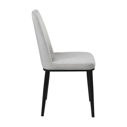 Benjara Lane 23 Inch Side Dining Chair, Gray Velvet, Armless, Black Metal, Set of 2