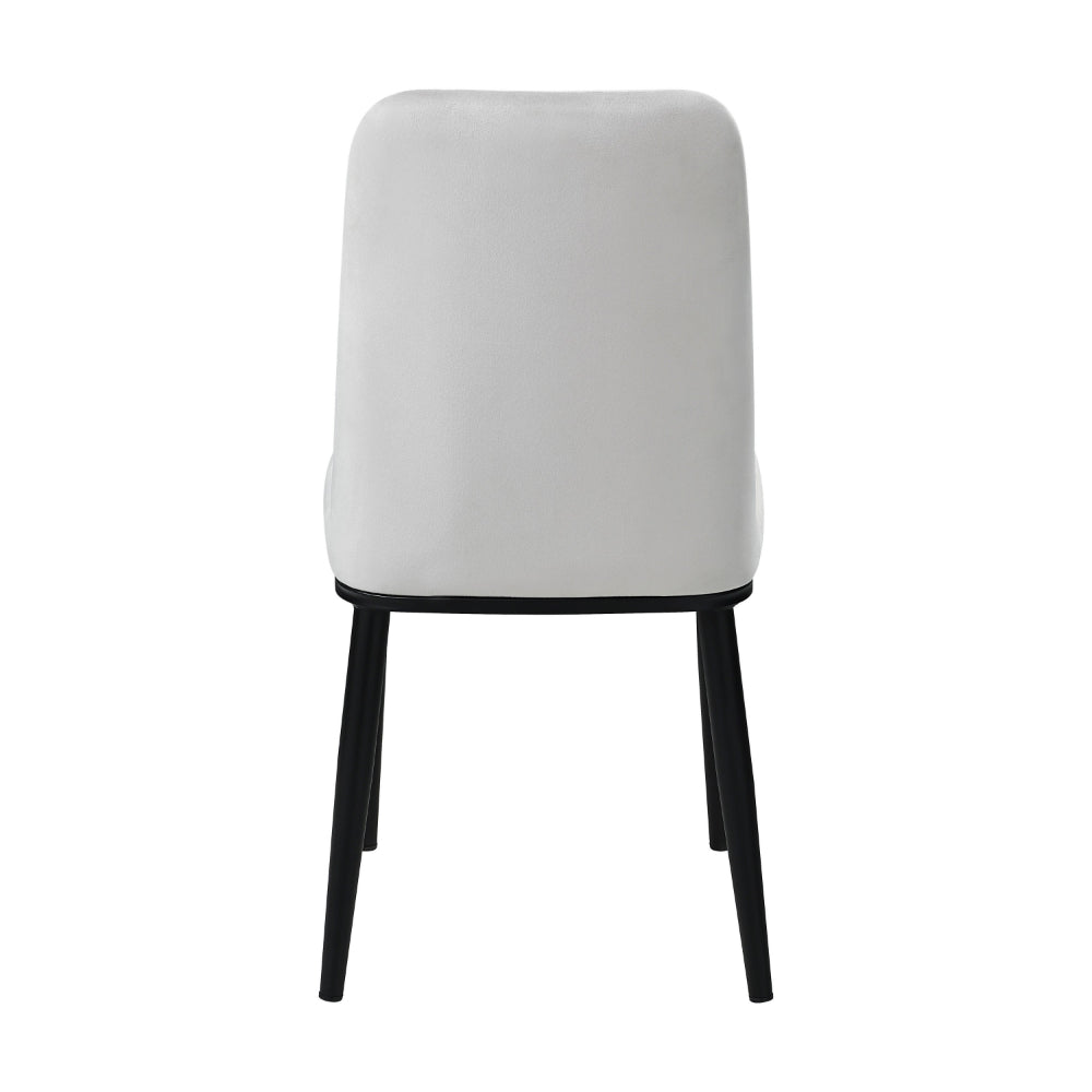 Benjara Lane 23 Inch Side Dining Chair, Gray Velvet, Armless, Black Metal, Set of 2