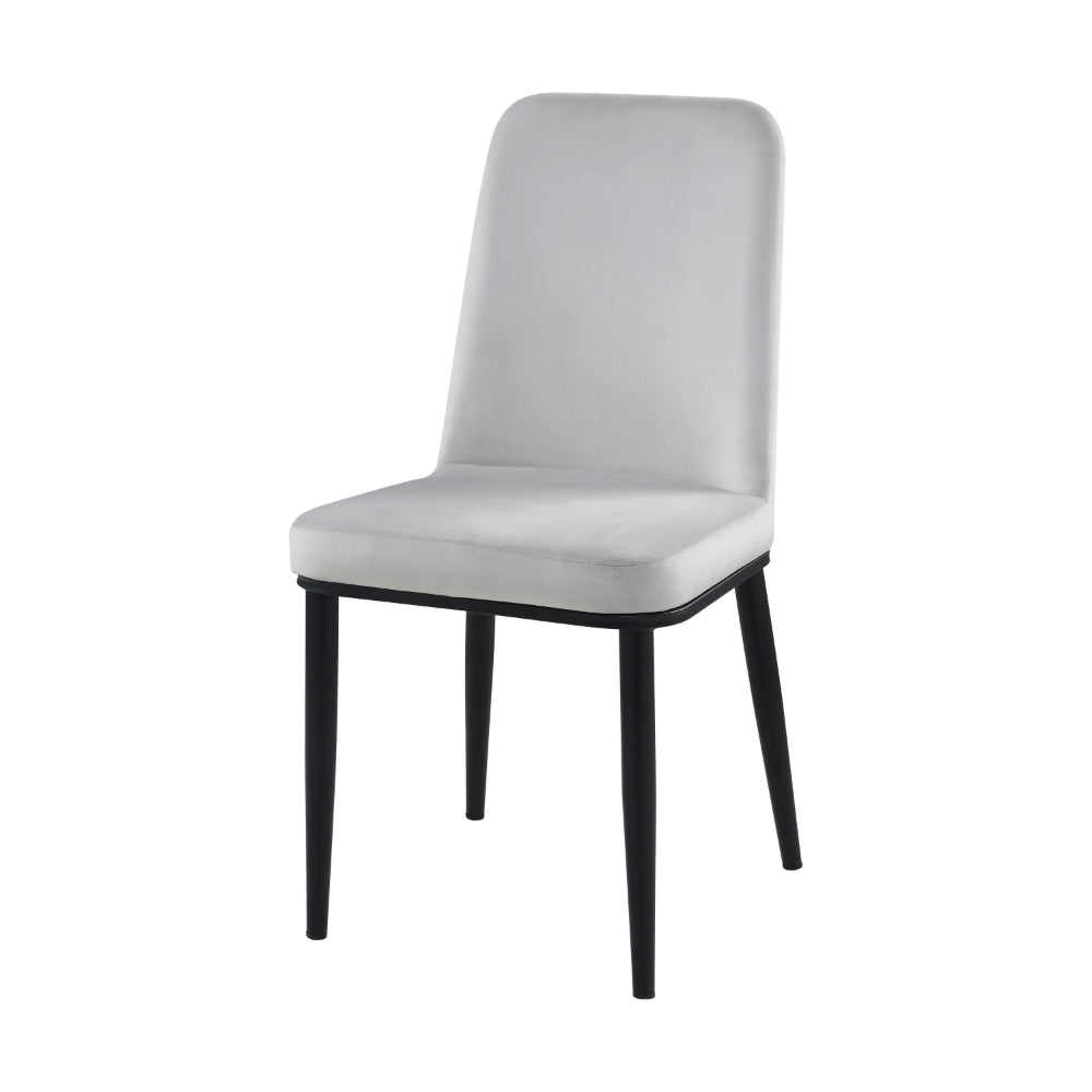 Benjara Lane 23 Inch Side Dining Chair, Gray Velvet, Armless, Black Metal, Set of 2