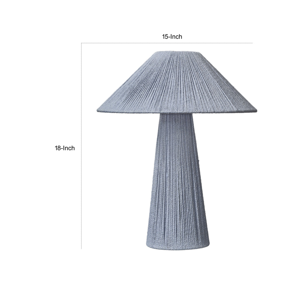 Benjara Liya 18 Inch Table Lamp, Cone Shade And Tapered Base, Textured Blue Finish
