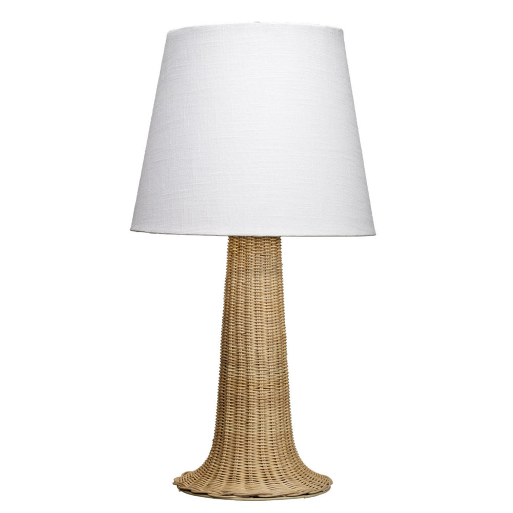 Benjara 27 Inch Table Lamp, Tree Trunk Base, Tapered Shade, White, Natural Brown