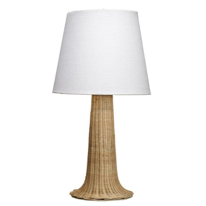 Benjara 27 Inch Table Lamp, Tree Trunk Base, Tapered Shade, White, Natural Brown