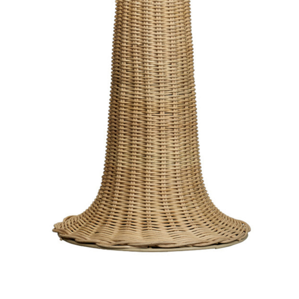 Benjara 27 Inch Table Lamp, Tree Trunk Base, Tapered Shade, White, Natural Brown