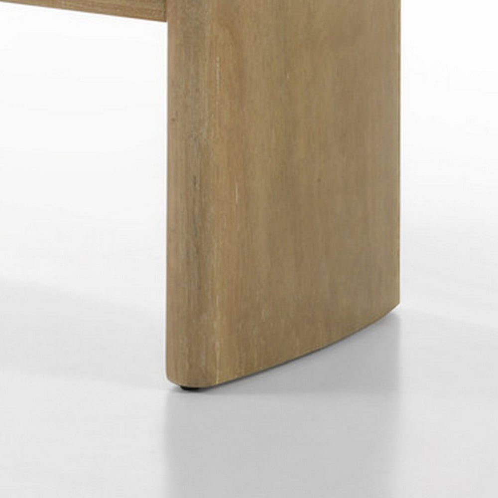 Benjara Meni 51 Inch Wide Dining Bench, Panel Legs, Oak Brown Solid Wood