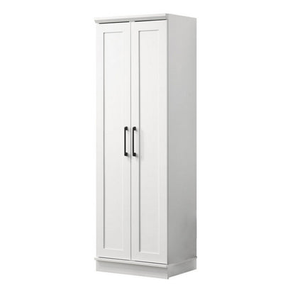Benjara Lyn 71 Inch Storage Cabinet Wardrobe, Framed Panel Doors, White Engineered Wood
