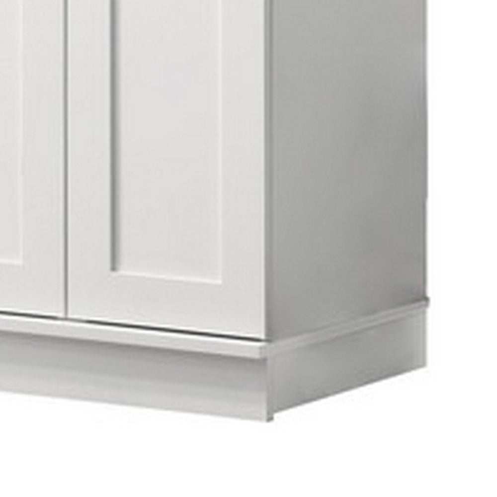 Benjara Lyn 71 Inch Storage Cabinet Wardrobe, Framed Panel Doors, White Engineered Wood
