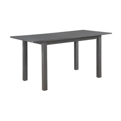 Benjara Lisle 48-60 Inch Extendable Dining Table, Rectangular Top, Gray Solid Wood