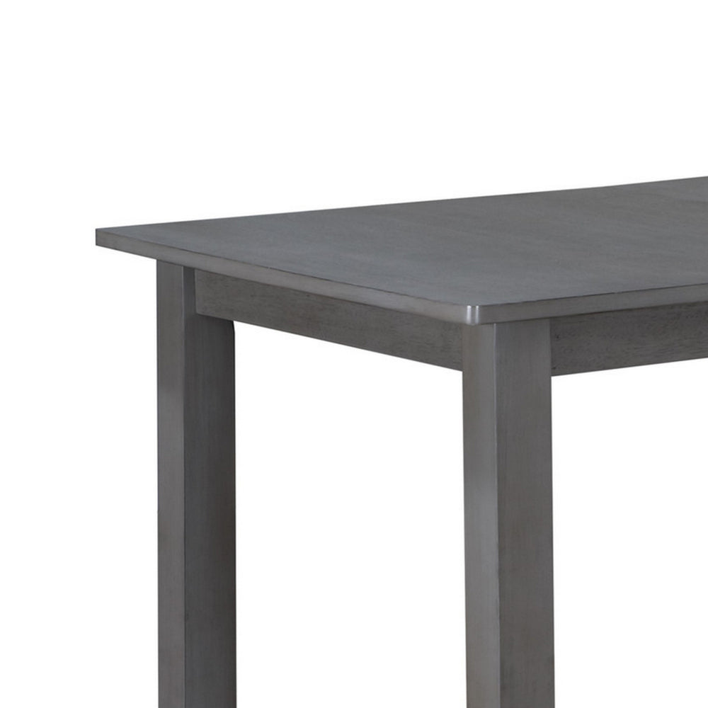Benjara Lisle 48-60 Inch Extendable Dining Table, Rectangular Top, Gray Solid Wood