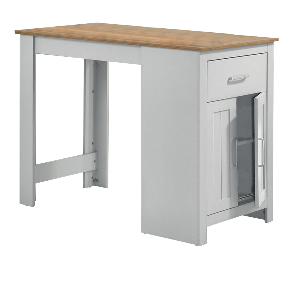 Benjara Lon 47 Inch Counter Height Kitchen Island Dining Table, White, Brown