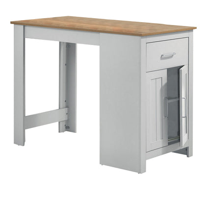 Benjara Lon 47 Inch Counter Height Kitchen Island Dining Table, White, Brown