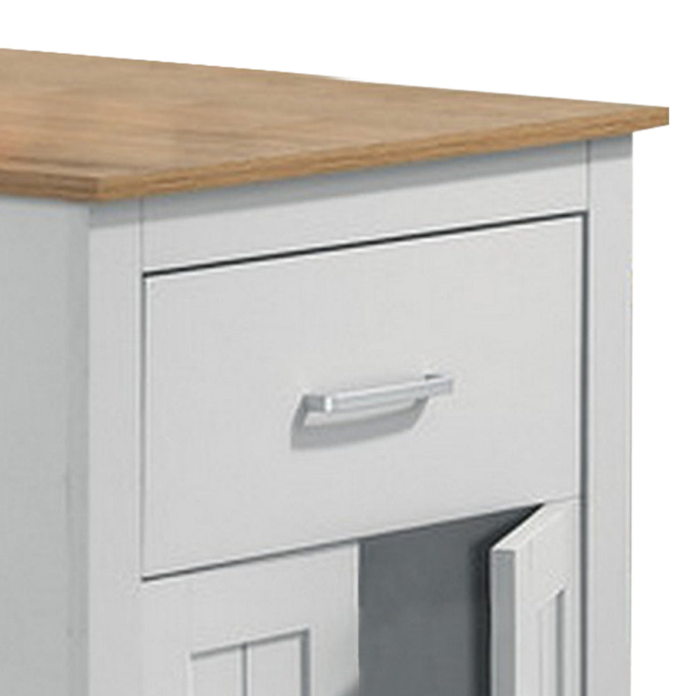 Benjara Lon 47 Inch Counter Height Kitchen Island Dining Table, White, Brown